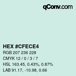 カラーコード: HEX #CFECE4 | qconv.com