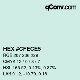 Color code: HEX #CFECE5 | qconv.com
