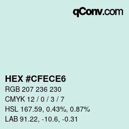 カラーコード: HEX #CFECE6 | qconv.com