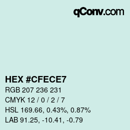 Color code: HEX #CFECE7 | qconv.com