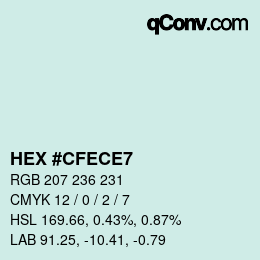 カラーコード: HEX #CFECE7 | qconv.com