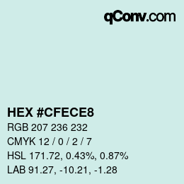 カラーコード: HEX #CFECE8 | qconv.com