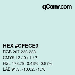 Color code: HEX #CFECE9 | qconv.com