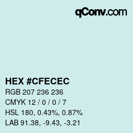 Color code: HEX #CFECEC | qconv.com