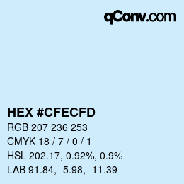 カラーコード: HEX #CFECFD | qconv.com