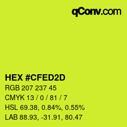 Color code: HEX #CFED2D | qconv.com