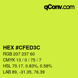 Farbcode: HEX #CFED3C | qconv.com