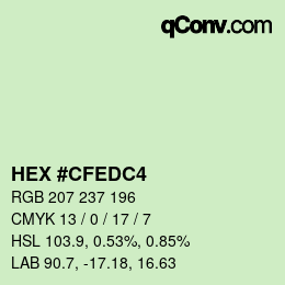 Color code: HEX #CFEDC4 | qconv.com