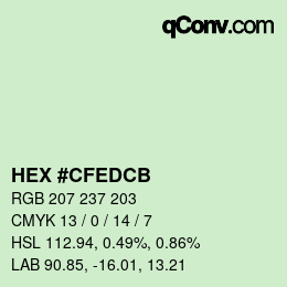 Color code: HEX #CFEDCB | qconv.com