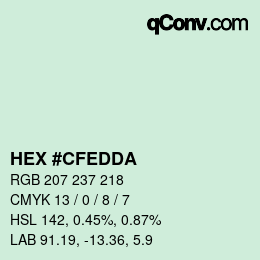 Color code: HEX #CFEDDA | qconv.com