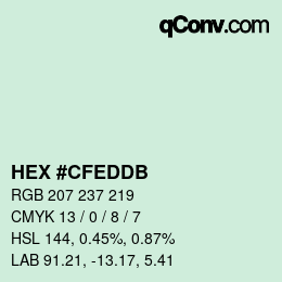 颜色代码: HEX #CFEDDB | qconv.com