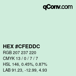 Color code: HEX #CFEDDC | qconv.com