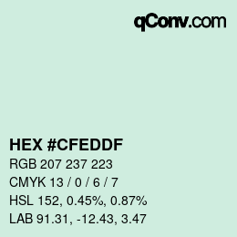 カラーコード: HEX #CFEDDF | qconv.com