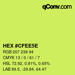 Color code: HEX #CFEE5E | qconv.com