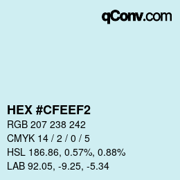 Color code: HEX #CFEEF2 | qconv.com