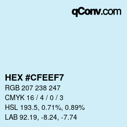 Color code: HEX #CFEEF7 | qconv.com