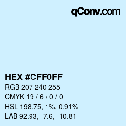 Color code: HEX #CFF0FF | qconv.com