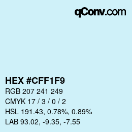 颜色代码: HEX #CFF1F9 | qconv.com