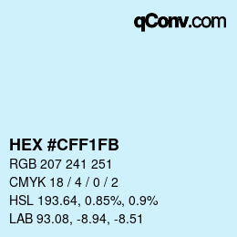 Código de color: HEX #CFF1FB | qconv.com