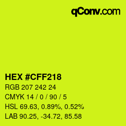 Color code: HEX #CFF218 | qconv.com