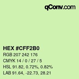 Color code: HEX #CFF2B0 | qconv.com