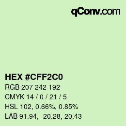 カラーコード: HEX #CFF2C0 | qconv.com