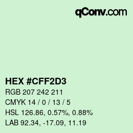 Color code: HEX #CFF2D3 | qconv.com