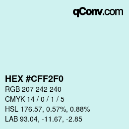 Color code: HEX #CFF2F0 | qconv.com