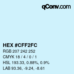 Color code: HEX #CFF2FC | qconv.com