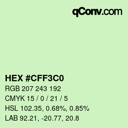 カラーコード: HEX #CFF3C0 | qconv.com