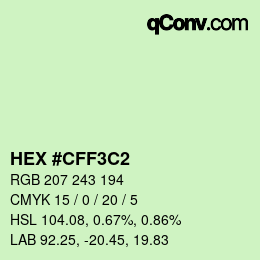 Code couleur: HEX #CFF3C2 | qconv.com