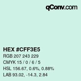 Color code: HEX #CFF3E5 | qconv.com