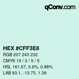 Color code: HEX #CFF3E8 | qconv.com