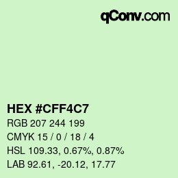 Color code: HEX #CFF4C7 | qconv.com