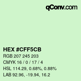 Color code: HEX #CFF5CB | qconv.com
