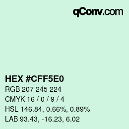 Color code: HEX #CFF5E0 | qconv.com