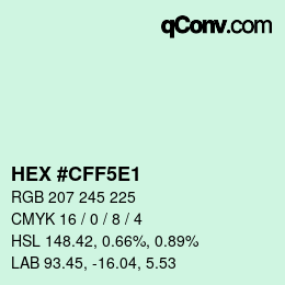カラーコード: HEX #CFF5E1 | qconv.com