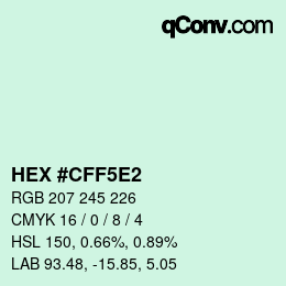 Color code: HEX #CFF5E2 | qconv.com