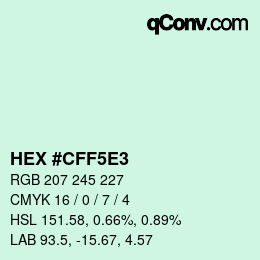 Código de color: HEX #CFF5E3 | qconv.com