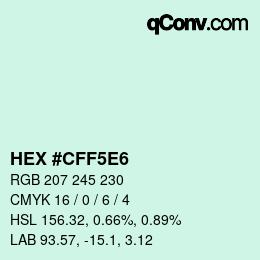 Código de color: HEX #CFF5E6 | qconv.com