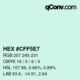 Código de color: HEX #CFF5E7 | qconv.com