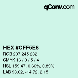 Color code: HEX #CFF5E8 | qconv.com