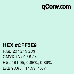 Farbcode: HEX #CFF5E9 | qconv.com