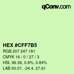 Color code: HEX #CFF7B5 | qconv.com