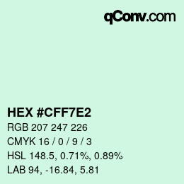 Color code: HEX #CFF7E2 | qconv.com