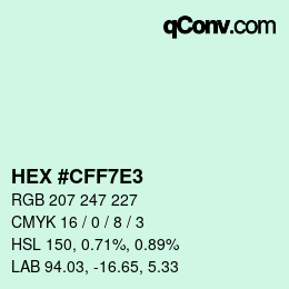 Color code: HEX #CFF7E3 | qconv.com
