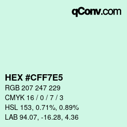 Color code: HEX #CFF7E5 | qconv.com
