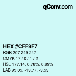 Color code: HEX #CFF9F7 | qconv.com