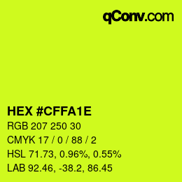 Color code: HEX #CFFA1E | qconv.com