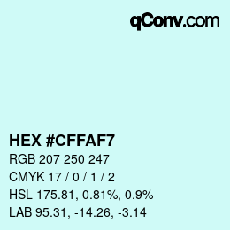 Color code: HEX #CFFAF7 | qconv.com
